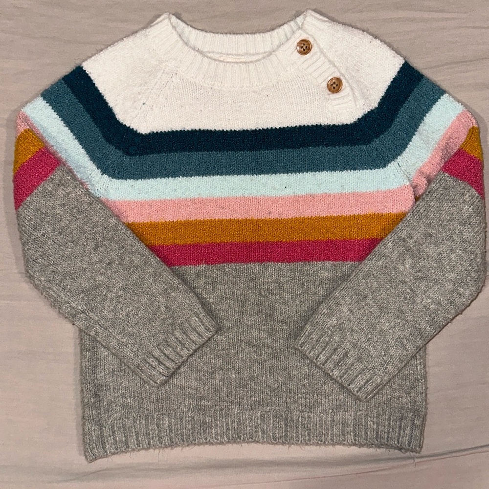 OshKosh B’gosh Toddler Rainbow Pull-Over Sweater Functional Buttons Size 24M